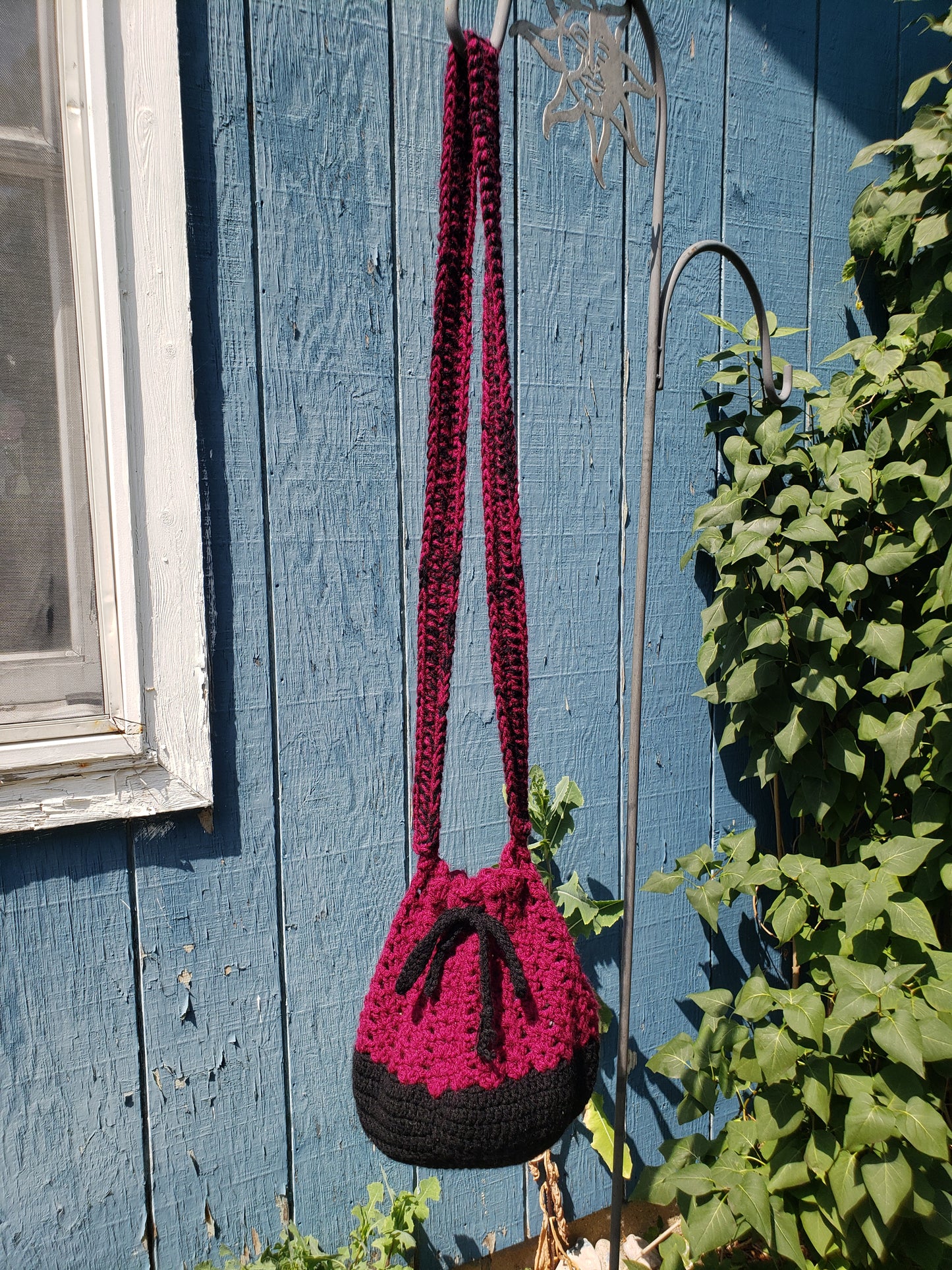 Crochet Crossover Drawstring Bag