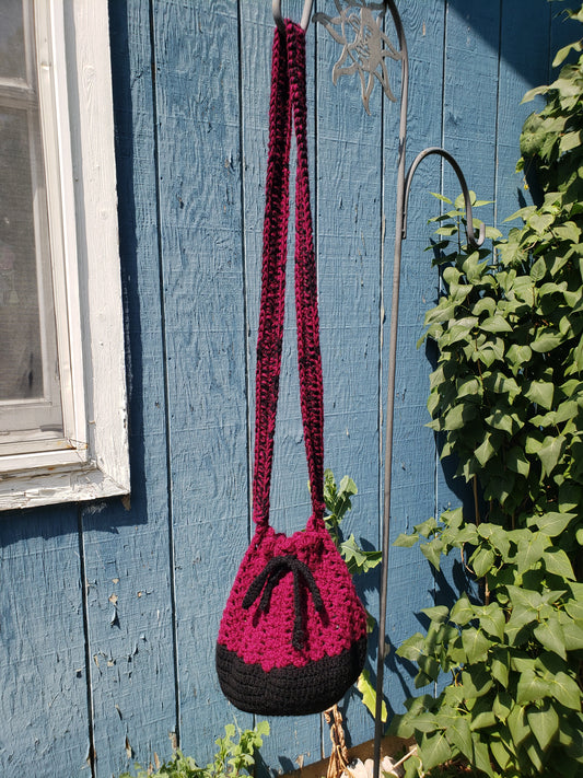 Crochet Crossover Drawstring Bag