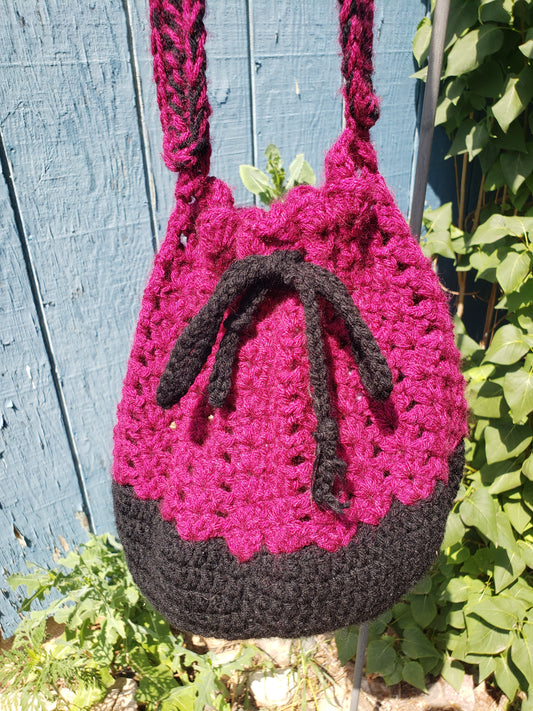 Crochet Crossover Drawstring Bag