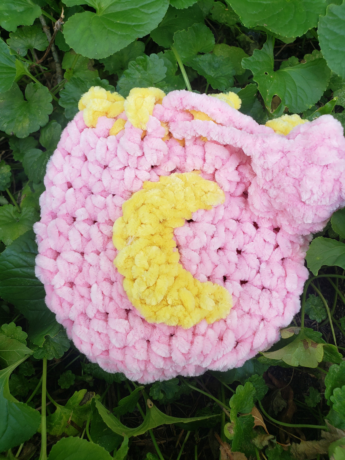 Crochet Plush Star and Moon Drawstring Pouch